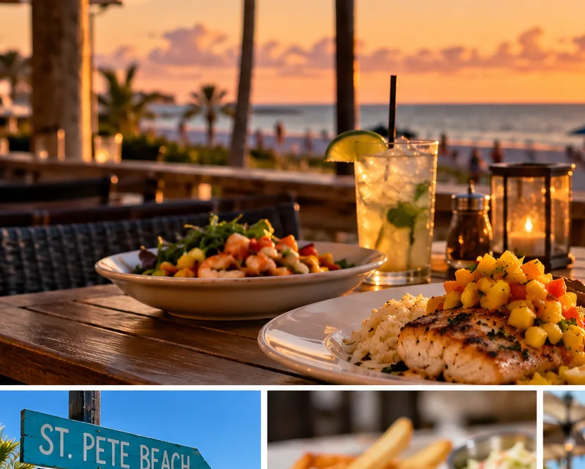 Illustrative coastal dining and food imagery, not a photograph of this restaurant