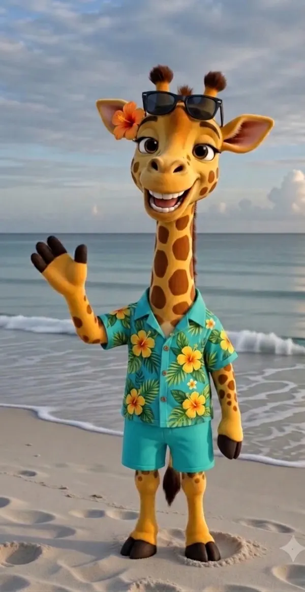 Breezy the giraffe mascot for Stay St Pete Beach